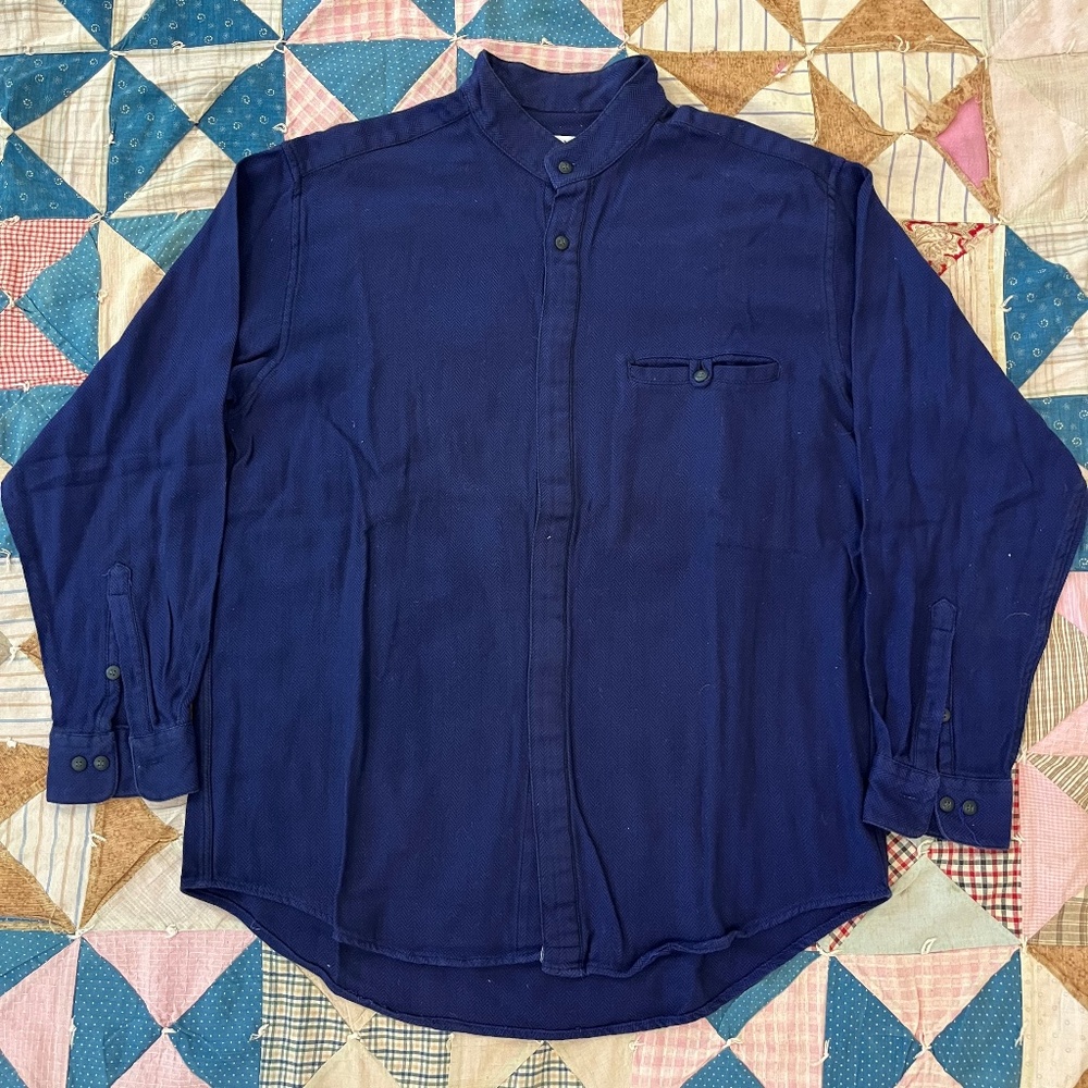 1980s Men's Hanae Mori Purple Long Sleeve Button Up